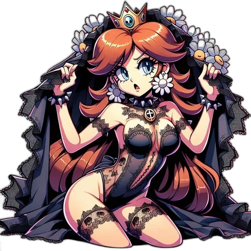 crown, flower, dress, staff transparent PNG cut-out