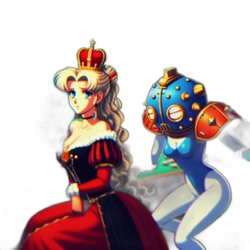 crown, robot, staff, dress transparent PNG cut-out