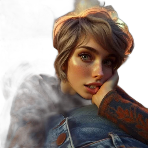 face, jacket, dress, photorealistic transparent PNG cut-out