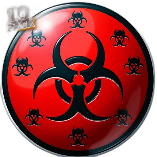 red, black, circular, sticker transparent PNG cut-out