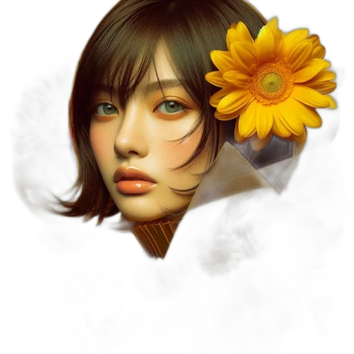 flower, face, mask, photorealistic transparent PNG cut-out