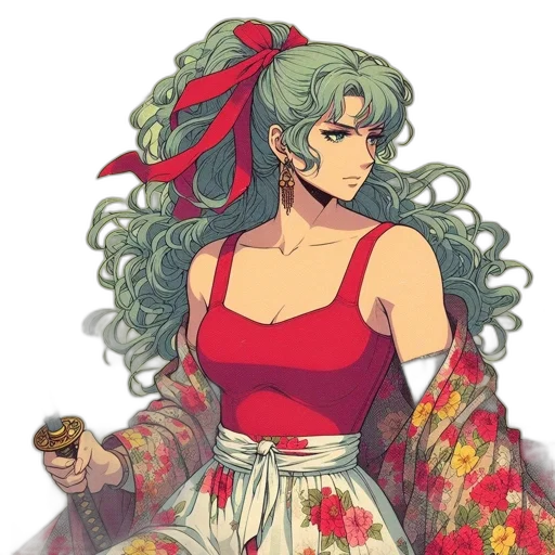 dress, flower, staff, pixel art transparent PNG cut-out