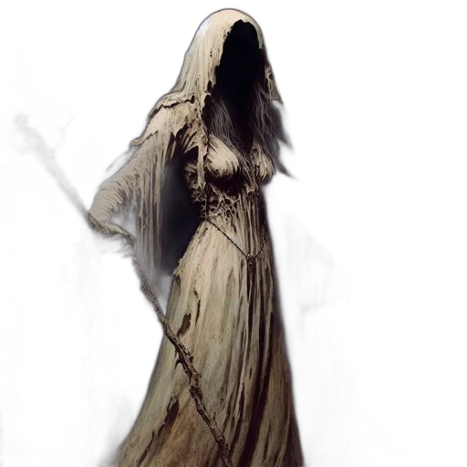 dress, mask, creature, staff transparent PNG cut-out