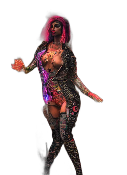 dress, creature, staff, concept art transparent PNG cut-out
