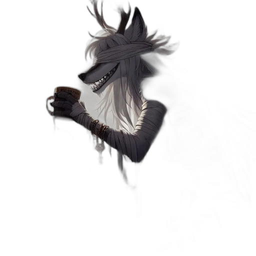 dragon, hair, mask, staff transparent PNG cut-out
