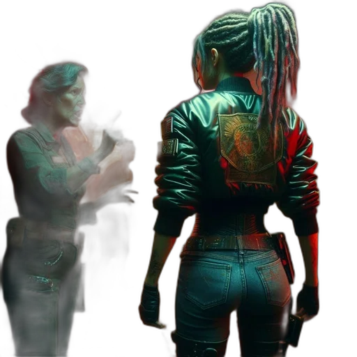 jacket, concept art, cyberpunk, comic book art transparent PNG cut-out