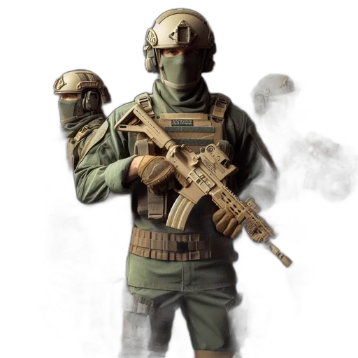 weapon, staff, mask, jacket transparent PNG cut-out