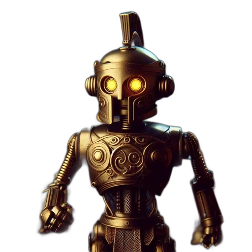 robot, staff, 3d render, concept art transparent PNG cut-out