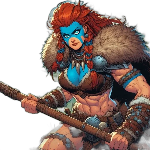 comic book art, fantasy art, concept art, blue transparent PNG cut-out