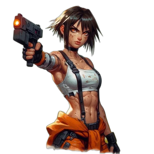 weapon, concept art, cyberpunk, comic book art transparent PNG cut-out