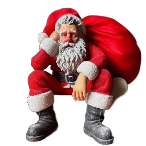 3d render, santa, claus, looking transparent PNG cut-out