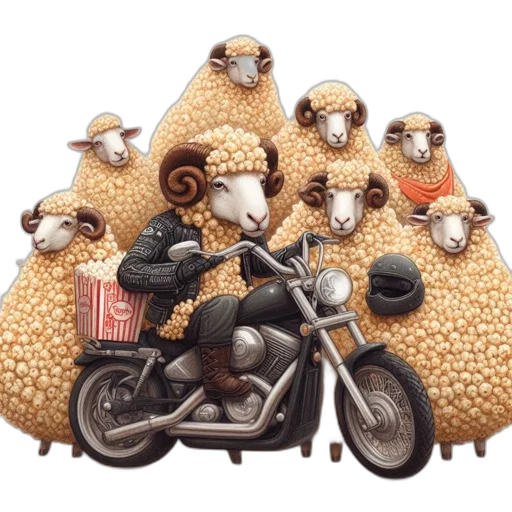 concept art, image, anthropomorphic, sheep transparent PNG cut-out