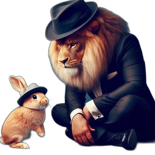 animal, hat, concept art, photorealistic transparent PNG cut-out