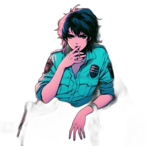 jacket, creature, staff, weapon transparent PNG cut-out