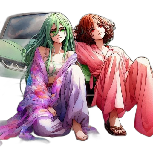 dress, anime, vaporwave, concept art transparent PNG cut-out