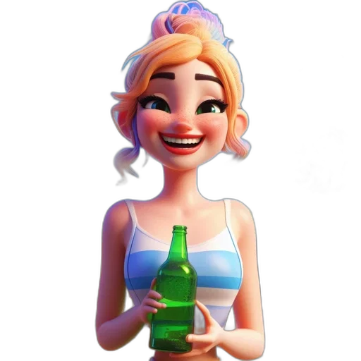 bottle, dress, face, crown transparent PNG cut-out