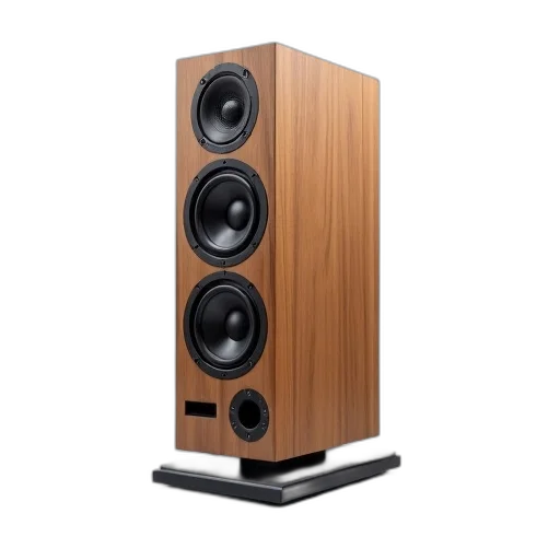 sleek, modern, speaker, wooden transparent PNG cut-out