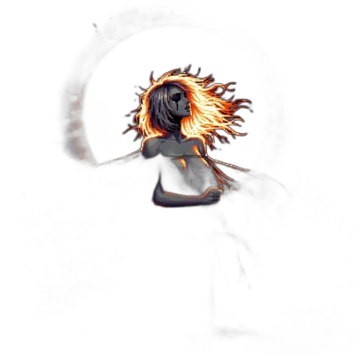 hair, flower, staff, creature transparent PNG cut-out