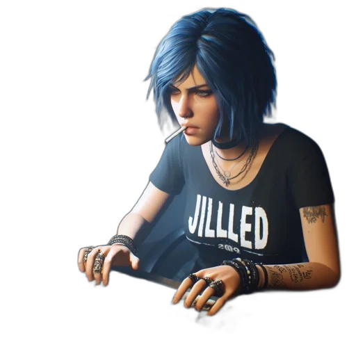 jacket, face, jewelry, weapon transparent PNG cut-out