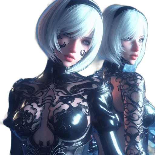 robot, concept art, cyberpunk, 3d render transparent PNG cut-out