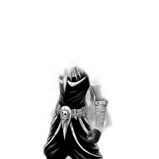 mask, creature, staff, dress transparent PNG cut-out