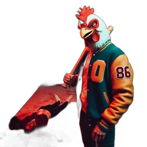 jacket, mask, creature, weapon transparent PNG cut-out