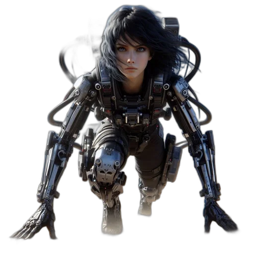 robot, weapon, concept art, cyberpunk transparent PNG cut-out