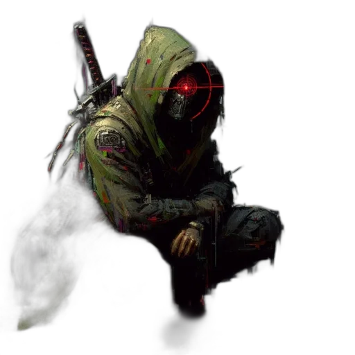 mask, jacket, weapon, staff transparent PNG cut-out