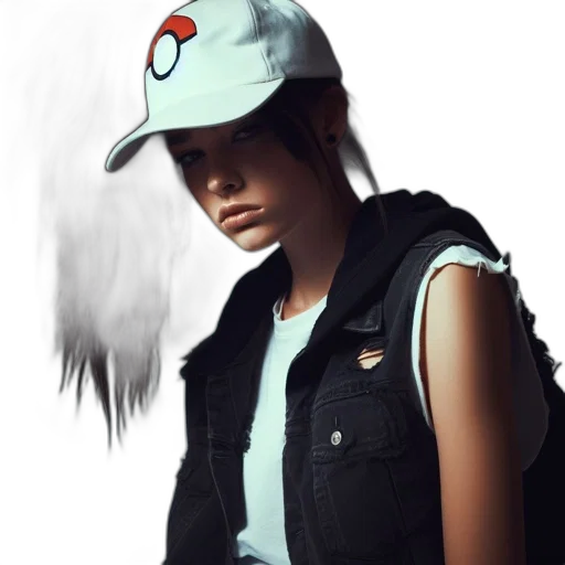 jacket, hat, creature, staff transparent PNG cut-out