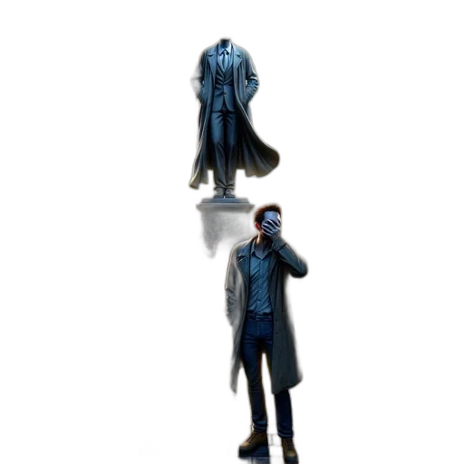 jacket, staff, creature, robot transparent PNG cut-out