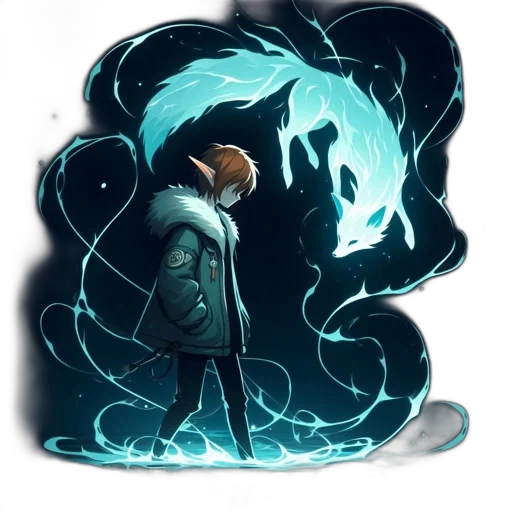 dragon, jacket, creature, staff transparent PNG cut-out
