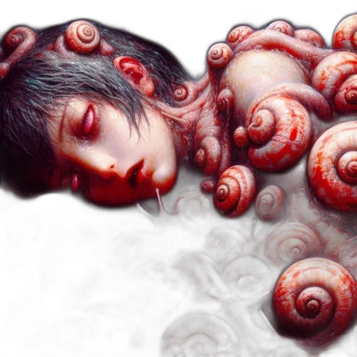 creature, hair, face, photorealistic transparent PNG cut-out
