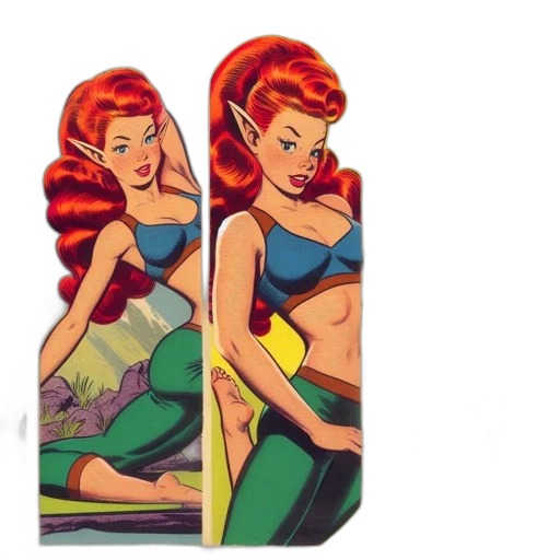 comic book art, cartoon, animated, female transparent PNG cut-out