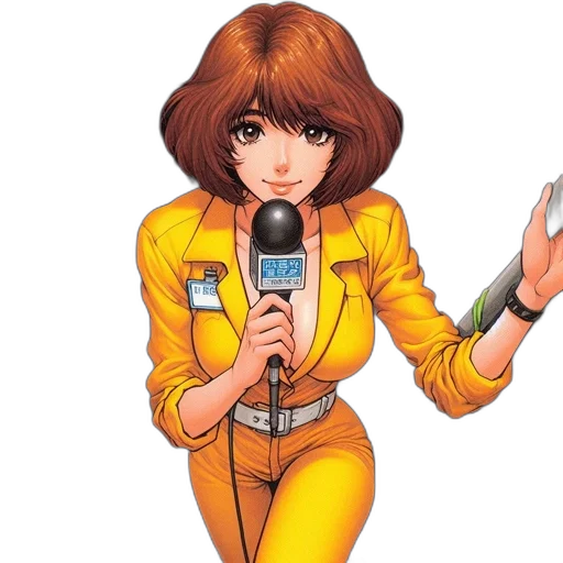 jacket, staff, robot, comic book art transparent PNG cut-out