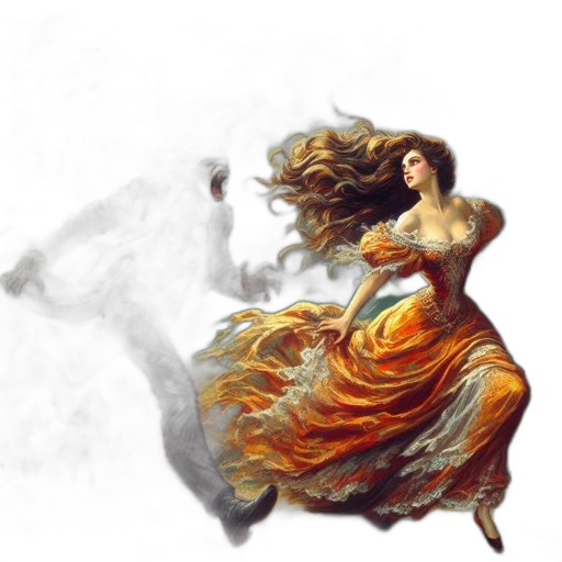 dress, hair, dragon, fantasy art transparent PNG cut-out