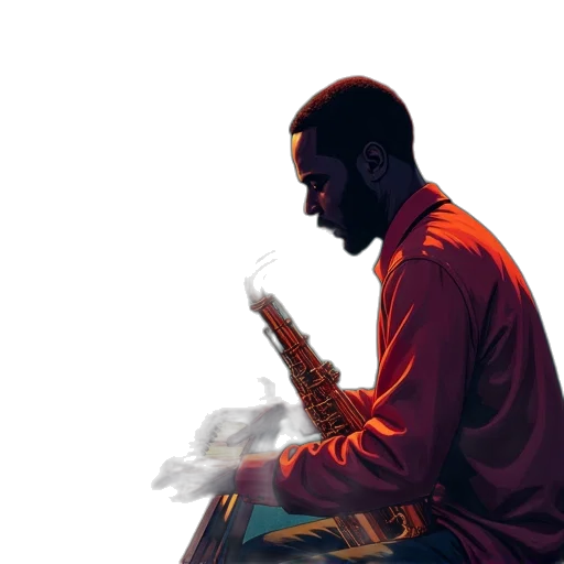 jacket, face, staff, robot transparent PNG cut-out