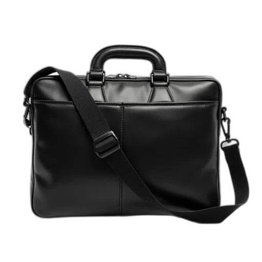 black, leather, briefcase, strap transparent PNG cut-out