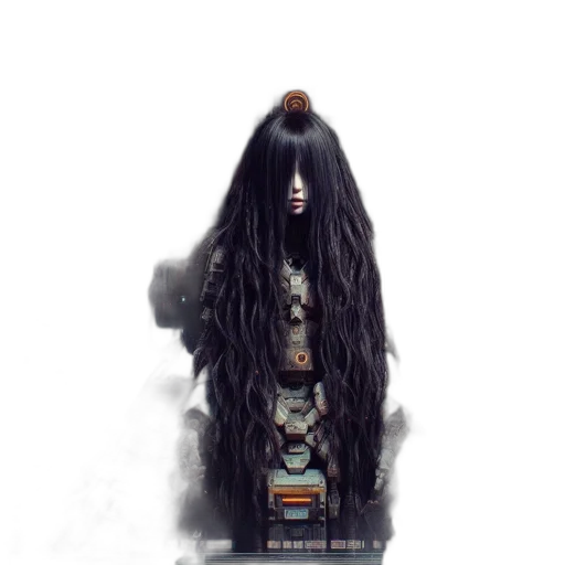 hair, mask, creature, staff transparent PNG cut-out