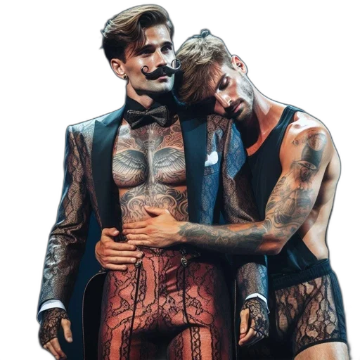 jacket, concept art, two, men transparent PNG cut-out