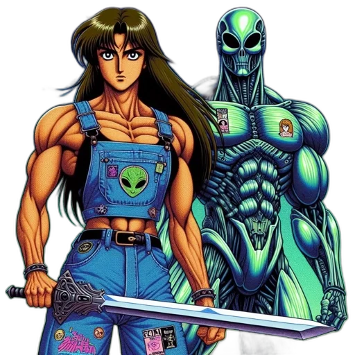 sword, weapon, vaporwave, pixel art transparent PNG cut-out
