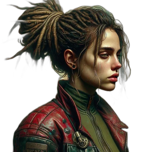 jacket, face, hair, cyberpunk transparent PNG cut-out