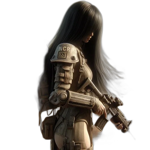 robot, weapon, hair, concept art transparent PNG cut-out