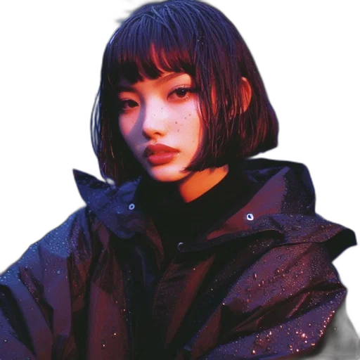 jacket, face, umbrella, hair transparent PNG cut-out