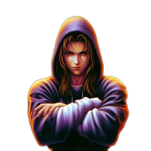 jacket, face, comic book art, pixel art transparent PNG cut-out