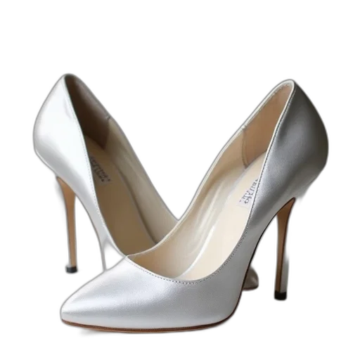 shoes, 3d render, silver, satin transparent PNG cut-out