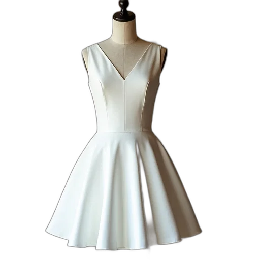 dress, 3d render, monochrome, white transparent PNG cut-out