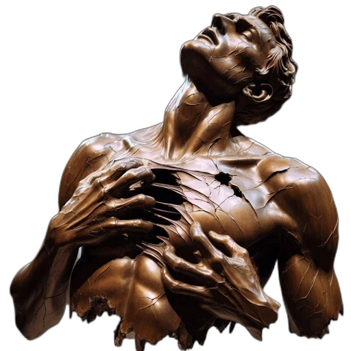 photorealistic, 3d render, bronze, sculpture transparent PNG cut-out