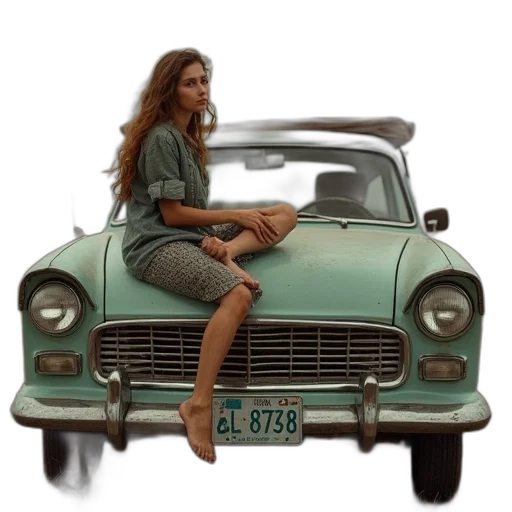 car, dress, photorealistic, oil painting transparent PNG cut-out