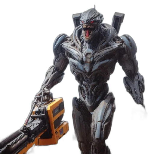 robot, weapon, concept art, 3d render transparent PNG cut-out