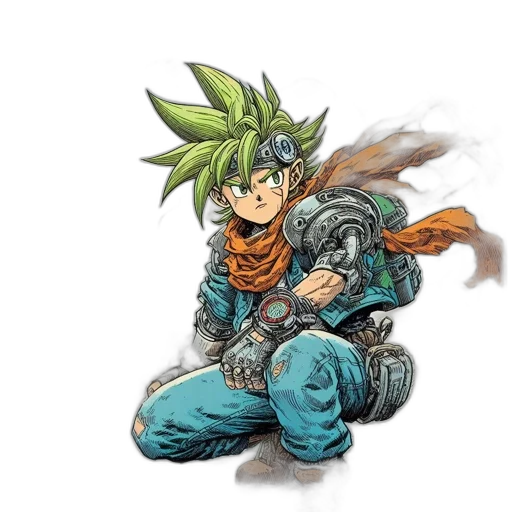 dragon, weapon, staff, jacket transparent PNG cut-out